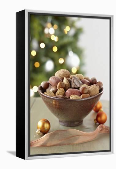 Bowl of Nuts by Holiday Decorations-Lew Robertson-Framed Premier Image Canvas