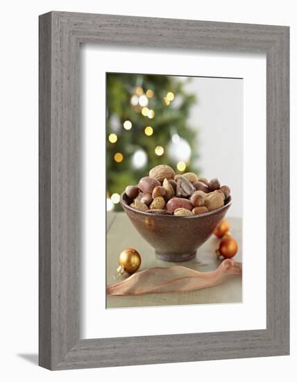 Bowl of Nuts by Holiday Decorations-Lew Robertson-Framed Photographic Print