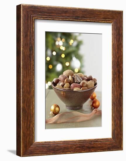 Bowl of Nuts by Holiday Decorations-Lew Robertson-Framed Photographic Print