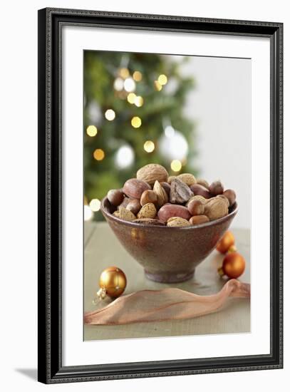 Bowl of Nuts by Holiday Decorations-Lew Robertson-Framed Photographic Print