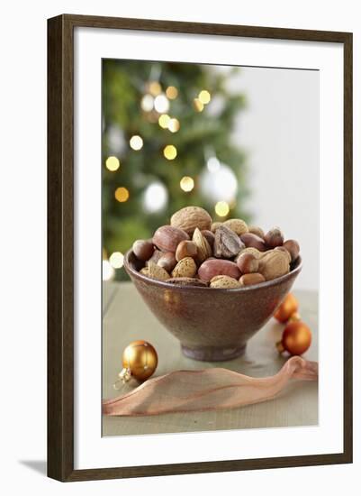 Bowl of Nuts by Holiday Decorations-Lew Robertson-Framed Photographic Print