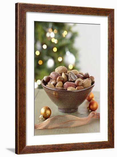 Bowl of Nuts by Holiday Decorations-Lew Robertson-Framed Photographic Print