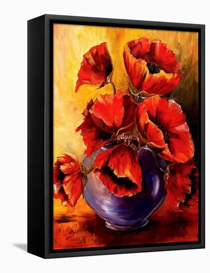 Bowl of Red Poppies-Diane Millsap-Framed Stretched Canvas