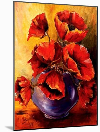 Bowl of Red Poppies-Diane Millsap-Mounted Art Print