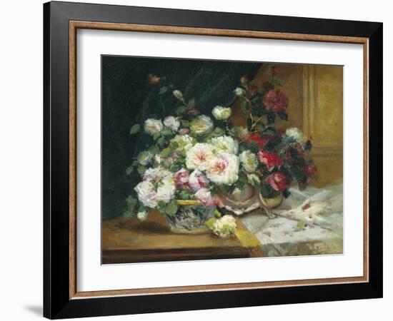 Bowl of Roses-Eugene Henri Cauchois-Framed Giclee Print