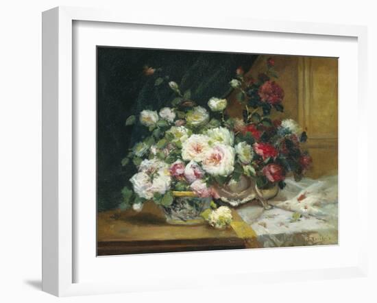 Bowl of Roses-Eugene Henri Cauchois-Framed Giclee Print