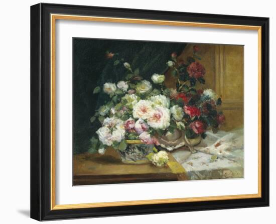 Bowl of Roses-Eugene Henri Cauchois-Framed Giclee Print