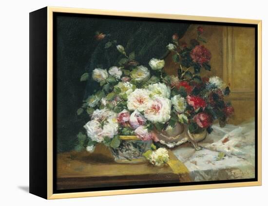 Bowl of Roses-Eugene Henri Cauchois-Framed Premier Image Canvas
