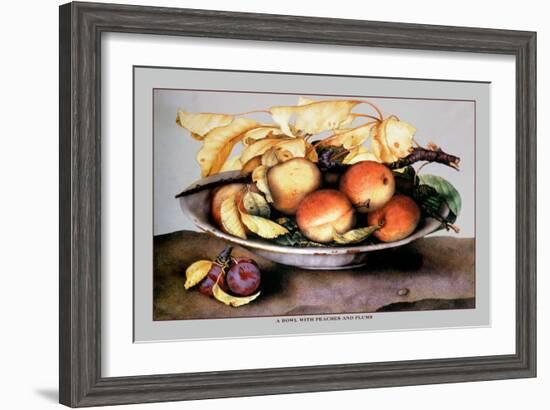 Bowl with Peaches and Plums-Giovanna Garzoni-Framed Art Print