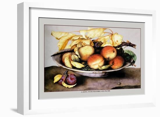 Bowl with Peaches and Plums-Giovanna Garzoni-Framed Art Print