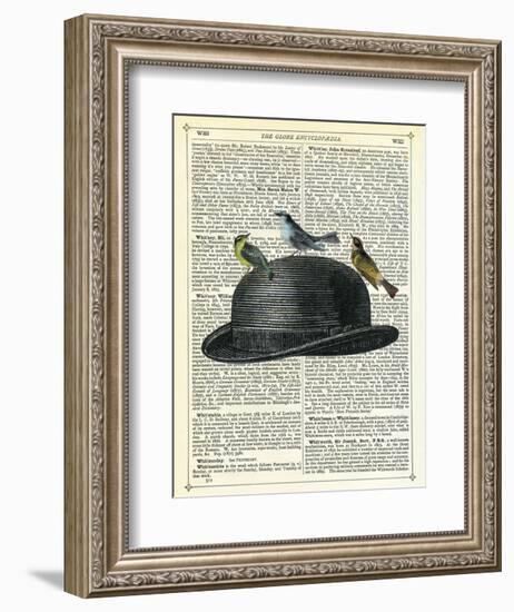 Bowler Hat with Birds-Marion Mcconaghie-Framed Art Print