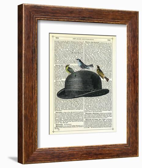 Bowler Hat with Birds-Marion Mcconaghie-Framed Art Print