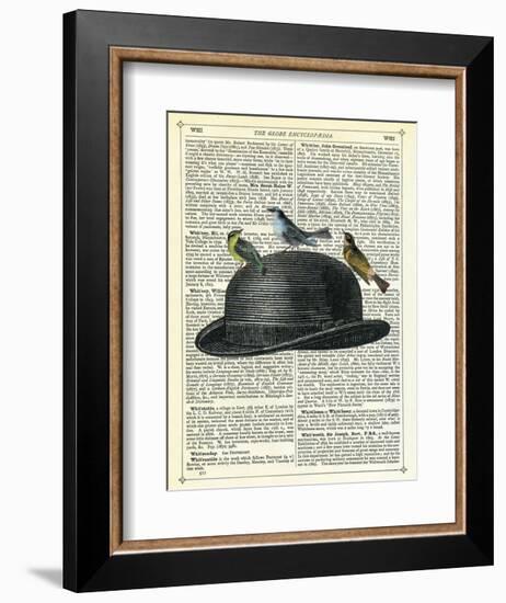 Bowler Hat with Birds-Marion Mcconaghie-Framed Art Print