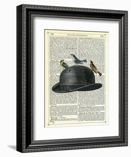 Bowler Hat with Birds-Marion Mcconaghie-Framed Art Print