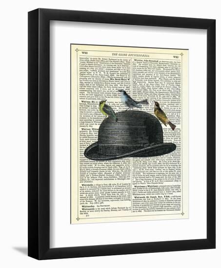 Bowler Hat with Birds-Marion Mcconaghie-Framed Art Print