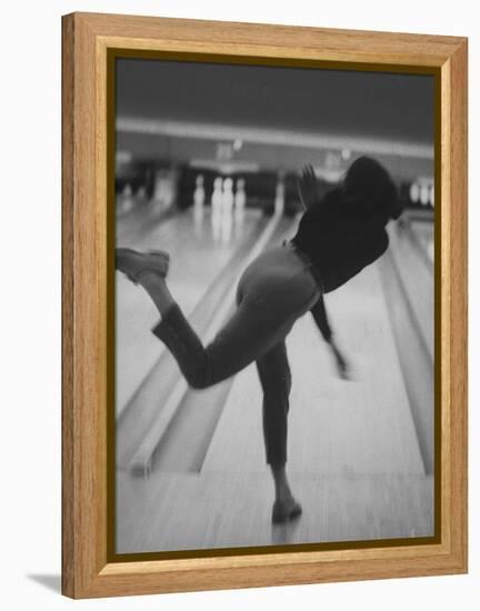 Bowler Phyllis Mercer Gracefully Flinging Ball Down Lane-Stan Wayman-Framed Premier Image Canvas