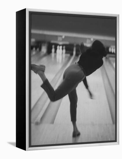 Bowler Phyllis Mercer Gracefully Flinging Ball Down Lane-Stan Wayman-Framed Premier Image Canvas