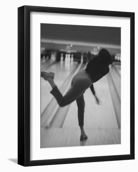 Bowler Phyllis Mercer Gracefully Flinging Ball Down Lane-Stan Wayman-Framed Photographic Print