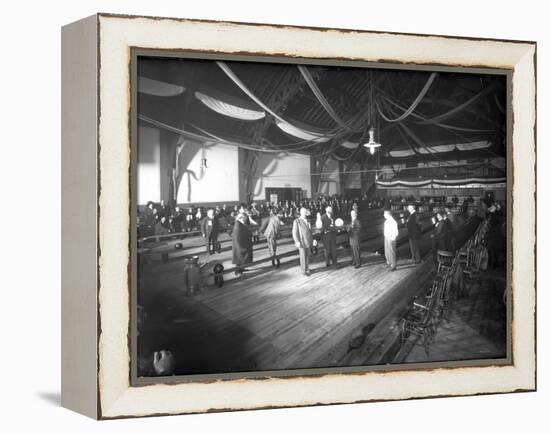 Bowlers' Opening at Bowling Alley, Madison Park, Seattle, 1909-Ashael Curtis-Framed Premier Image Canvas