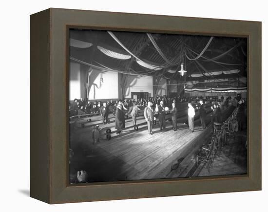 Bowlers' Opening at Bowling Alley, Madison Park, Seattle, 1909-Ashael Curtis-Framed Premier Image Canvas