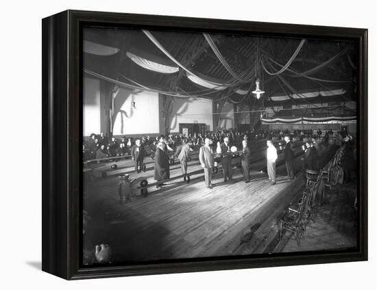 Bowlers' Opening at Bowling Alley, Madison Park, Seattle, 1909-Ashael Curtis-Framed Premier Image Canvas