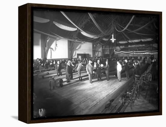 Bowlers' Opening at Bowling Alley, Madison Park, Seattle, 1909-Ashael Curtis-Framed Premier Image Canvas