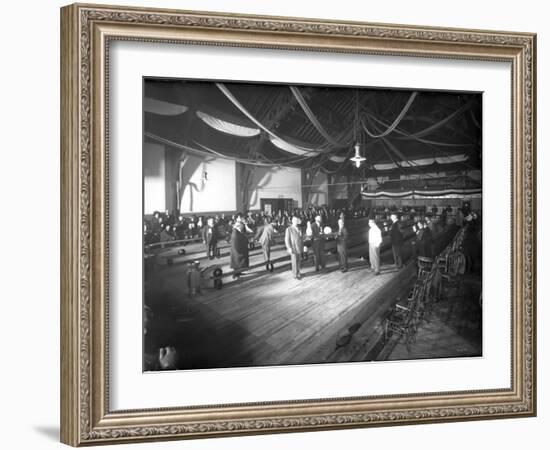 Bowlers' Opening at Bowling Alley, Madison Park, Seattle, 1909-Ashael Curtis-Framed Giclee Print