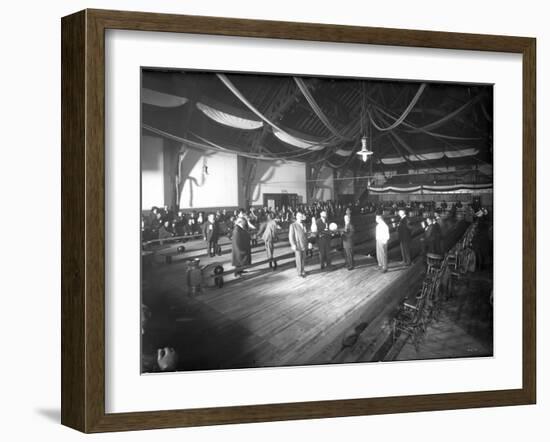 Bowlers' Opening at Bowling Alley, Madison Park, Seattle, 1909-Ashael Curtis-Framed Giclee Print