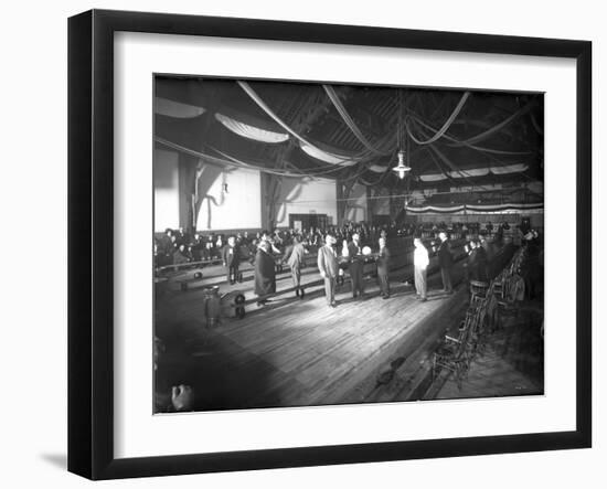 Bowlers' Opening at Bowling Alley, Madison Park, Seattle, 1909-Ashael Curtis-Framed Giclee Print