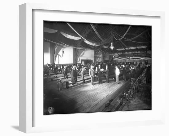 Bowlers' Opening at Bowling Alley, Madison Park, Seattle, 1909-Ashael Curtis-Framed Giclee Print