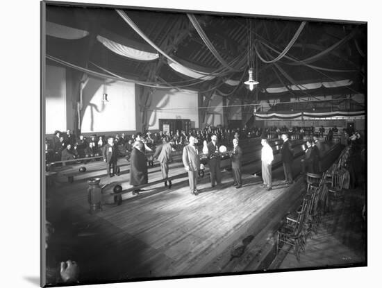 Bowlers' Opening at Bowling Alley, Madison Park, Seattle, 1909-Ashael Curtis-Mounted Giclee Print