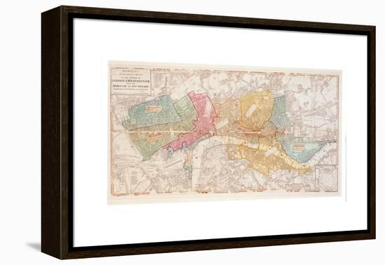 Bowles's Two Sheet Plan of the Cities of London and Westminster with the Borough of Southwark-English School-Framed Premier Image Canvas