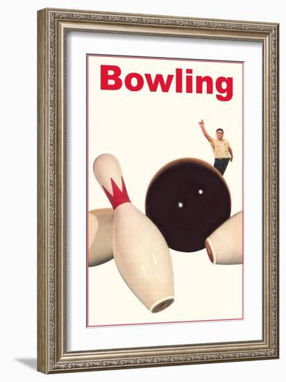 Bowling Ball and Pins-null-Framed Art Print
