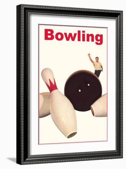 Bowling Ball and Pins-null-Framed Art Print