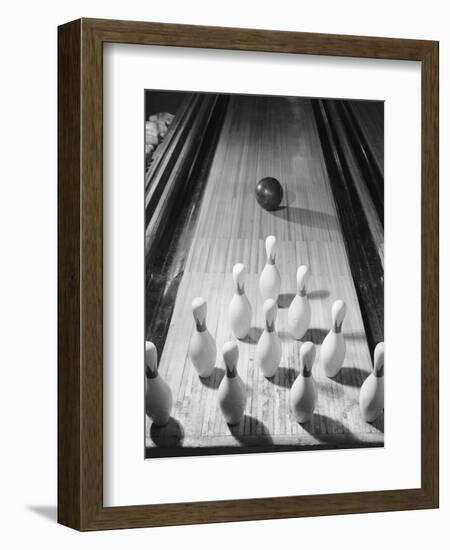 Bowling Ball Heading Toward Pins-Philip Gendreau-Framed Photographic Print