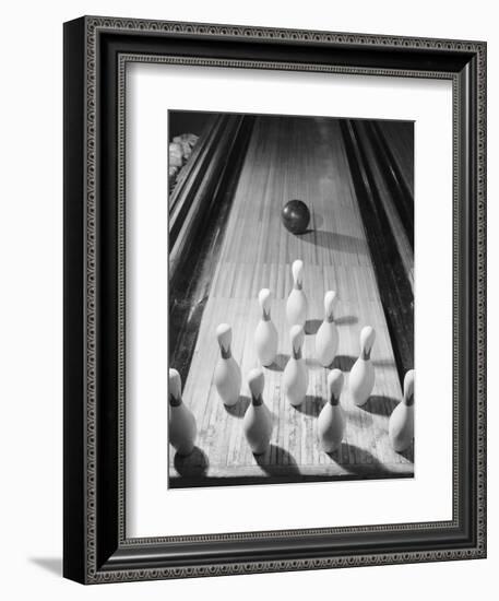 Bowling Ball Heading Toward Pins-Philip Gendreau-Framed Photographic Print