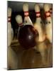 Bowling Ball Striking Pins-null-Mounted Photographic Print