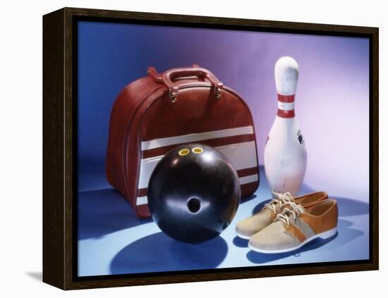 Bowling Ball with a Bowling Pin and Bowling Shoes-null-Framed Premier Image Canvas