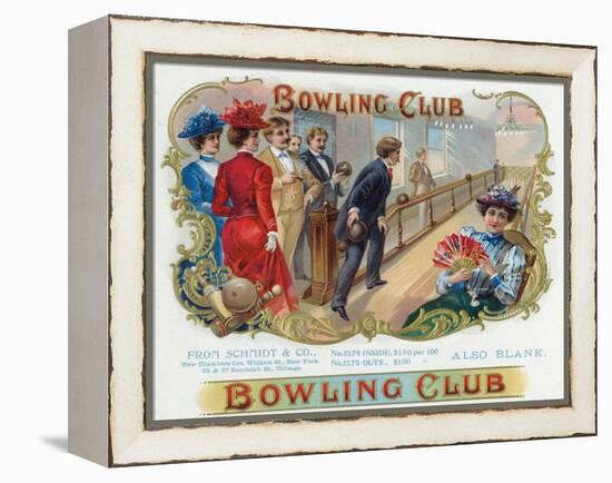 Bowling Club Brand Cigar Box Label, Bowling-Lantern Press-Framed Stretched Canvas