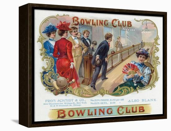 Bowling Club Brand Cigar Box Label, Bowling-Lantern Press-Framed Stretched Canvas