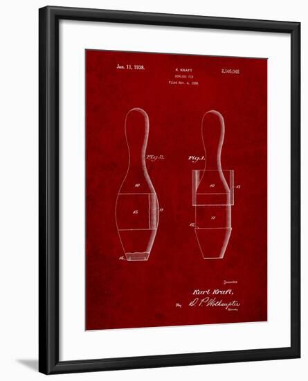 Bowling Pin 1938 Patent-Cole Borders-Framed Art Print