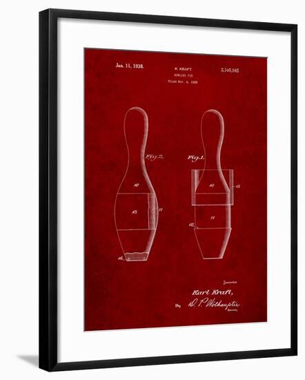 Bowling Pin 1938 Patent-Cole Borders-Framed Art Print