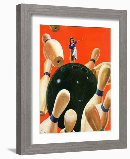 "Bowling Strike," March 15, 1941-Lonie Bee-Framed Giclee Print