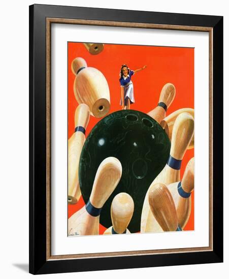 "Bowling Strike," March 15, 1941-Lonie Bee-Framed Giclee Print