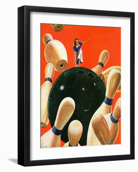 "Bowling Strike," March 15, 1941-Lonie Bee-Framed Giclee Print