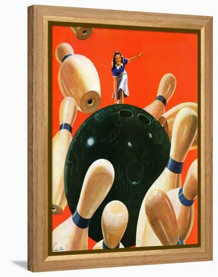 "Bowling Strike," March 15, 1941-Lonie Bee-Framed Premier Image Canvas