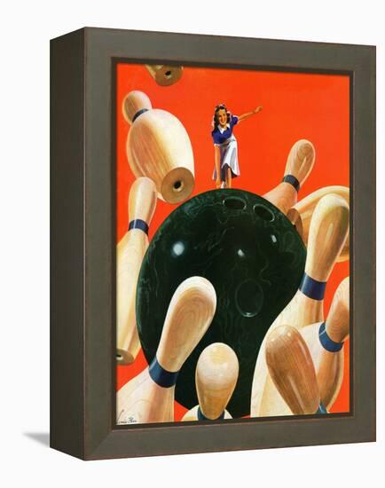 "Bowling Strike," March 15, 1941-Lonie Bee-Framed Premier Image Canvas