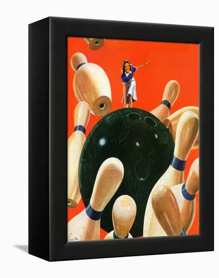 "Bowling Strike," March 15, 1941-Lonie Bee-Framed Premier Image Canvas