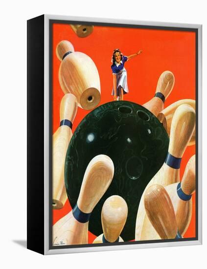 "Bowling Strike," March 15, 1941-Lonie Bee-Framed Premier Image Canvas