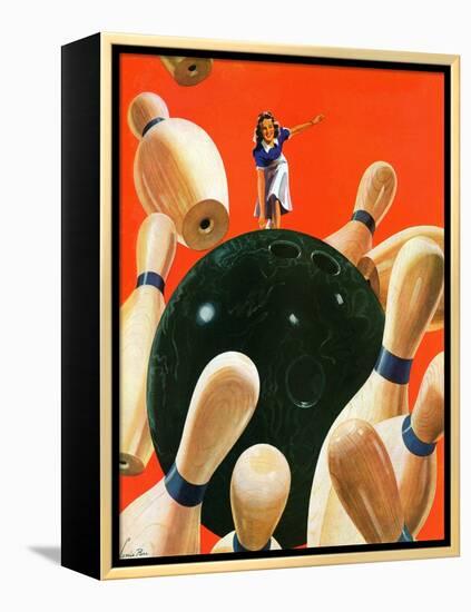 "Bowling Strike," March 15, 1941-Lonie Bee-Framed Premier Image Canvas